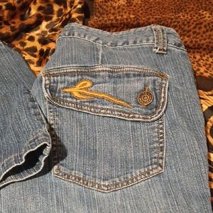 Classic Blue Boot Cut Jeans with Embroidered Detail